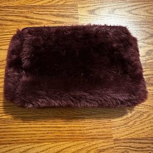 Fur clutch bag - burgundy - like new